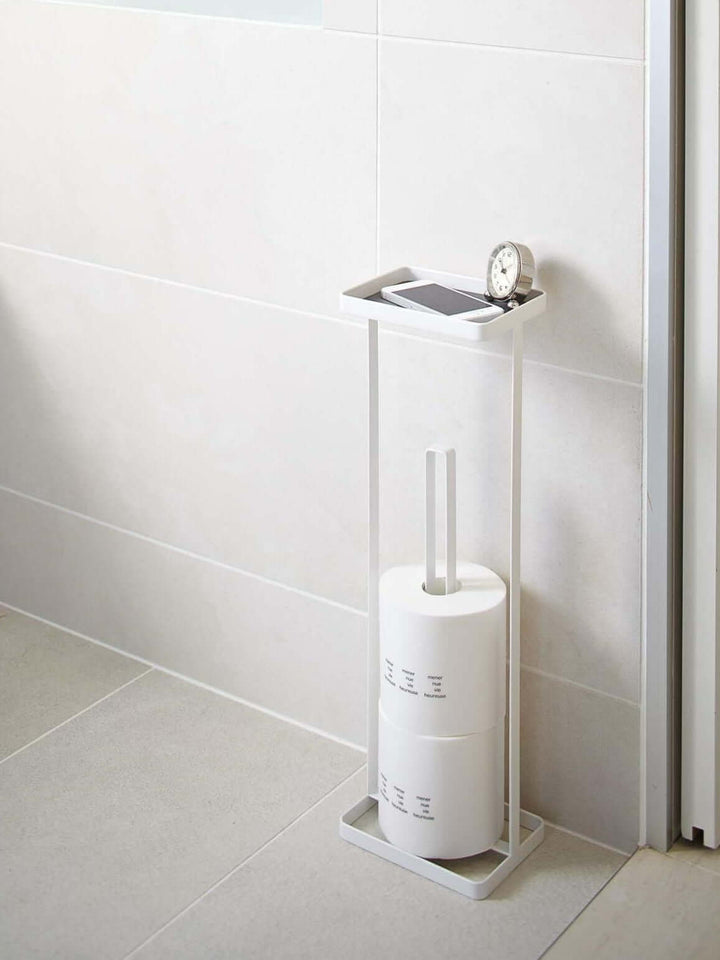 Yamazaki Tower – Toilettenpapierständer – Stahl, Weiss, für 4 Rollen, 16 × 12 × 52 cm