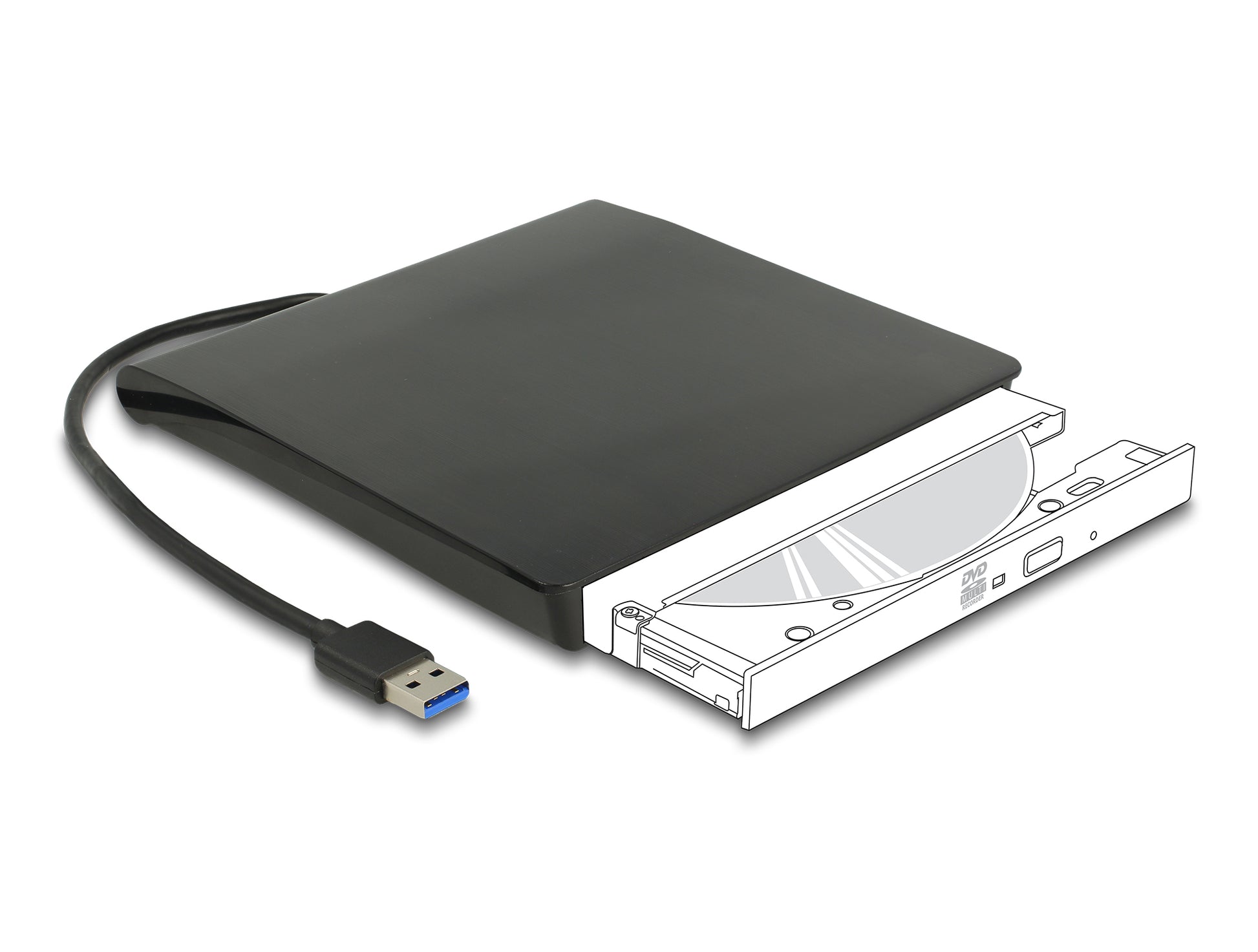 DeLOCK 1-Bay HDD-Gehäuse – SuperSpeed USB Typ-A, 5 Gbit/s, für 5,25" Slim SATA (12,7 mm)