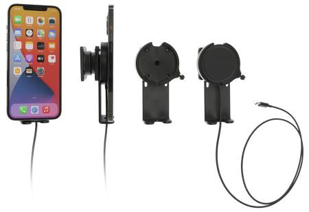 Brodit Magnetisches Wireless Ladegerät – Auto-Halterung – Schraubbefestigung – für iPhone (MagSafe) – Schwarz