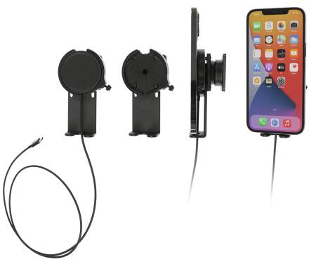 Brodit Magnetisches Wireless Ladegerät – Auto-Halterung – Schraubbefestigung – für iPhone (MagSafe) – Schwarz