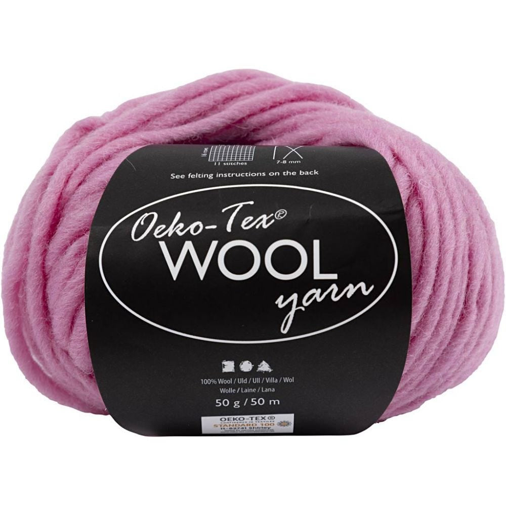 Creativ Company Wolle Rosa – 50 g, 50 m, 100% Wolle, Nadel 7 mm