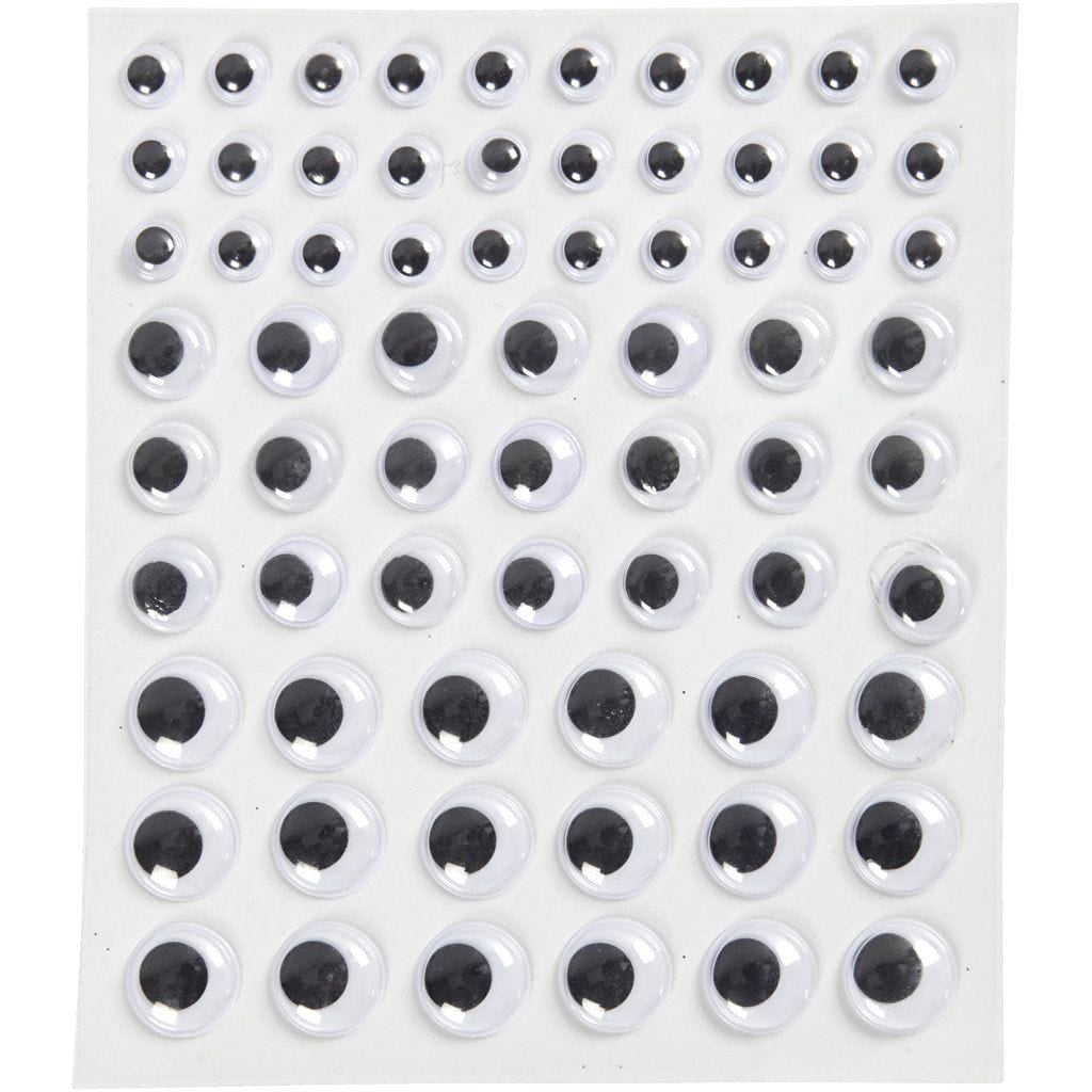 Creativ Company Wackelaugen, selbstklebend, Weiss/Schwarz, Ø 14 mm, 69 Stk.