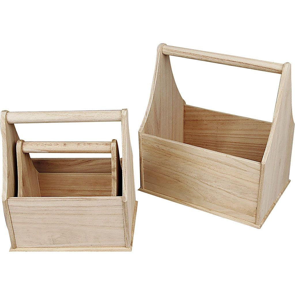 Creativ Company Aufbewahrungsbox – Holz – Natur – 240 × 280 × 175 mm – 3 Stück