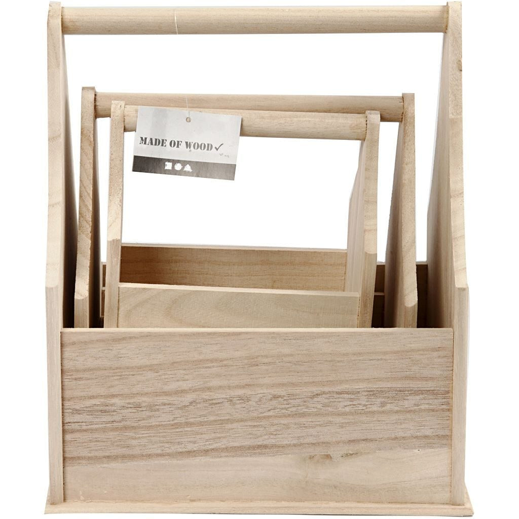 Creativ Company Aufbewahrungsbox – Holz – Natur – 240 × 280 × 175 mm – 3 Stück