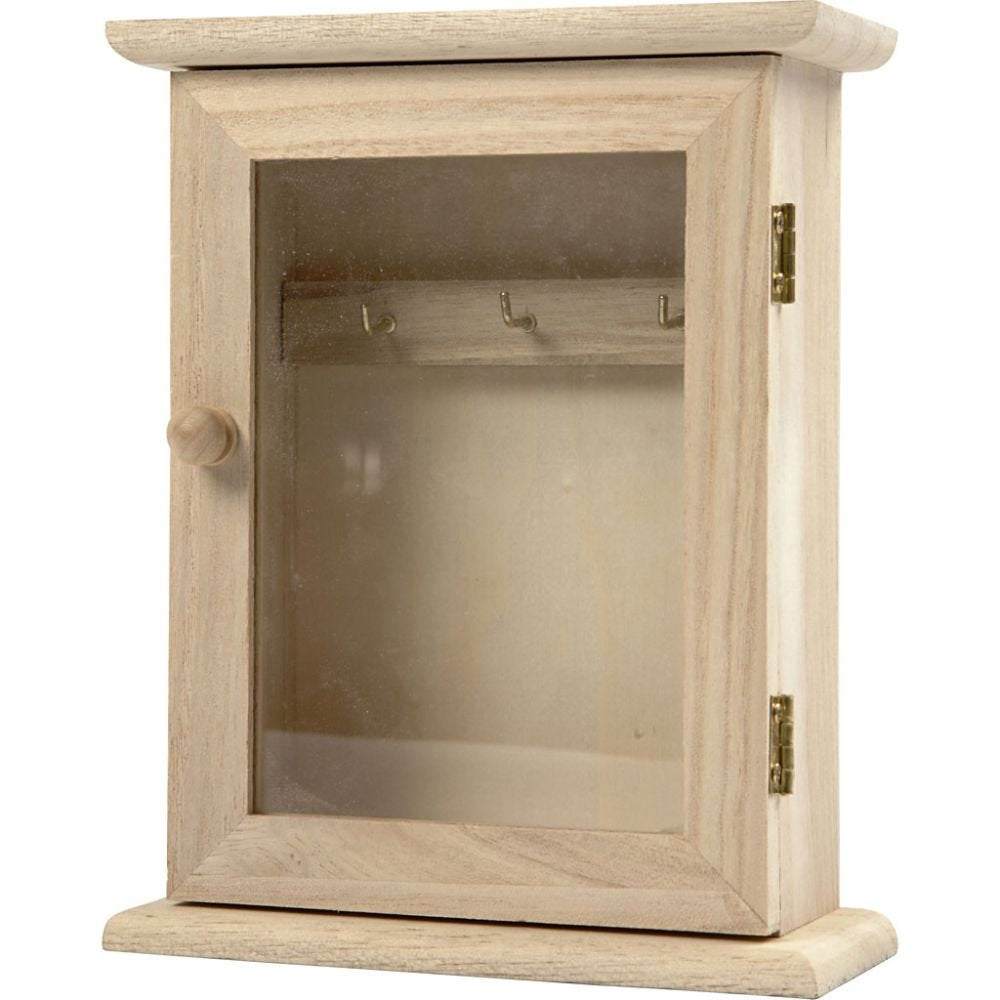 Creativ Company 57533 – Schlüsselleiste, 3 Haken, Holz, Braun, 180 × 140 × 60 mm