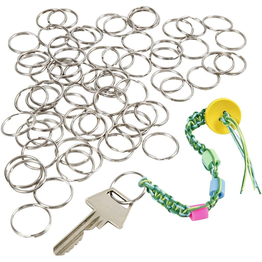 Creativ Company Schlüsselring Ø 25 mm – Metall, Silber, 100er-Pack