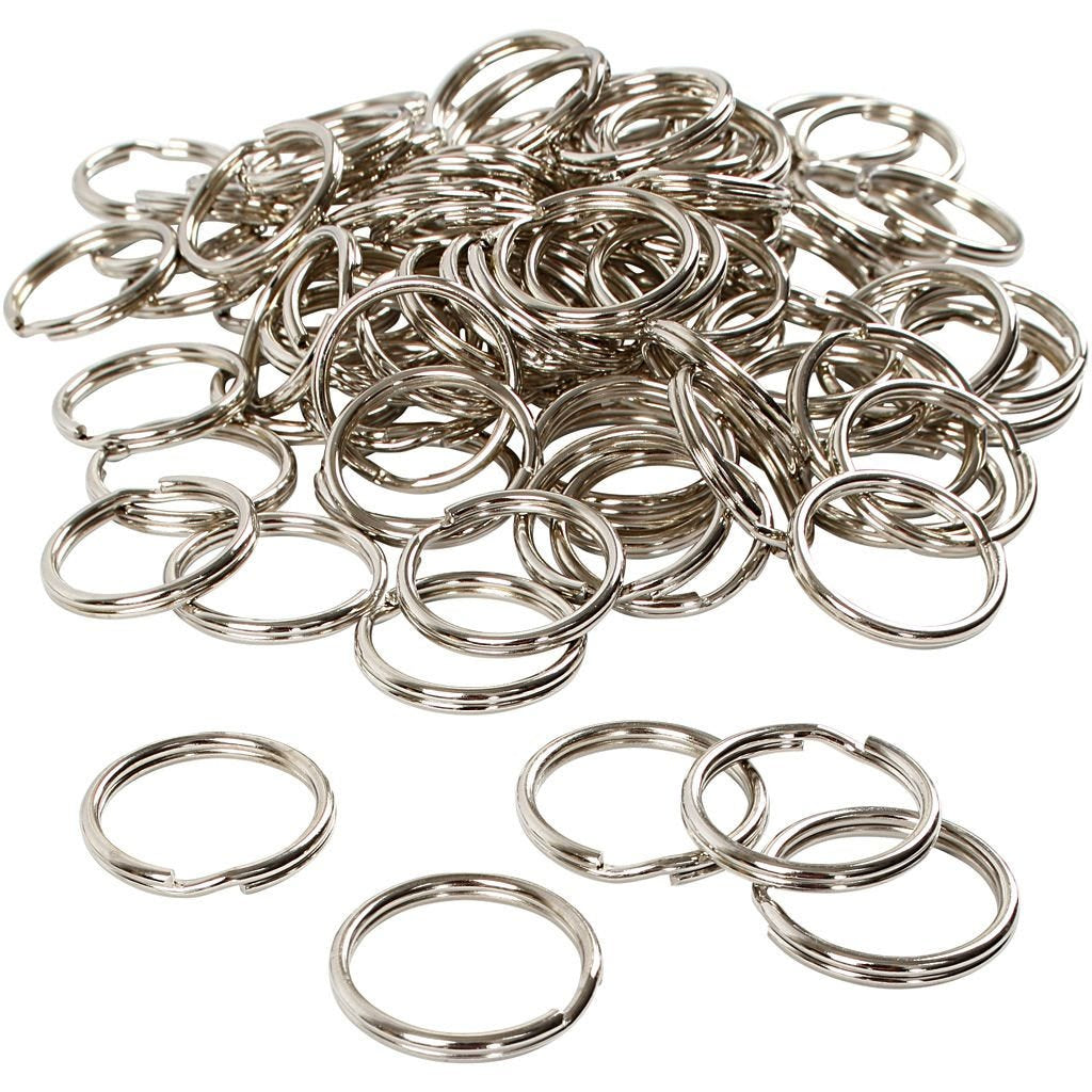 Creativ Company Schlüsselring Ø 25 mm – Metall, Silber, 100er-Pack