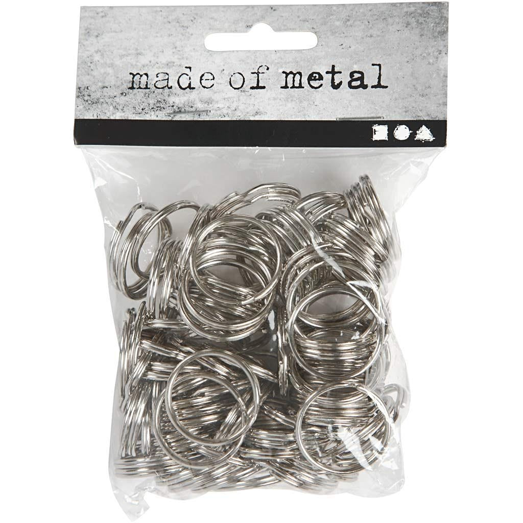 Creativ Company Schlüsselring Ø 25 mm – Metall, Silber, 100er-Pack