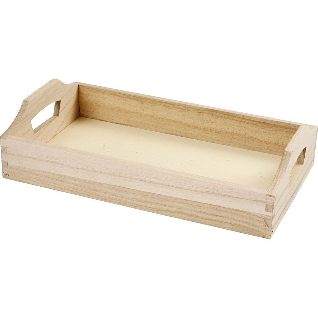 Creativ Company Tablett 30 × 17 × 5 cm, mit Griffen, Holz, braun