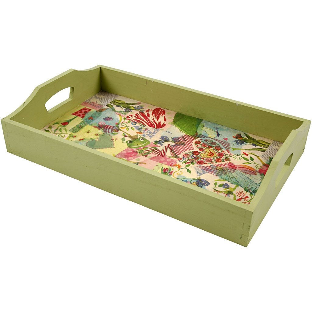 Creativ Company Tablett 30 × 17 × 5 cm, mit Griffen, Holz, braun