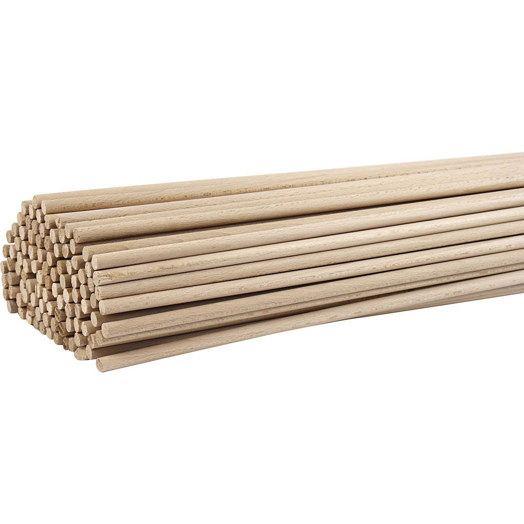 Creativ Company Holzstäbe, Buche, Ø 8 mm × 60 cm, 10 Stk.
