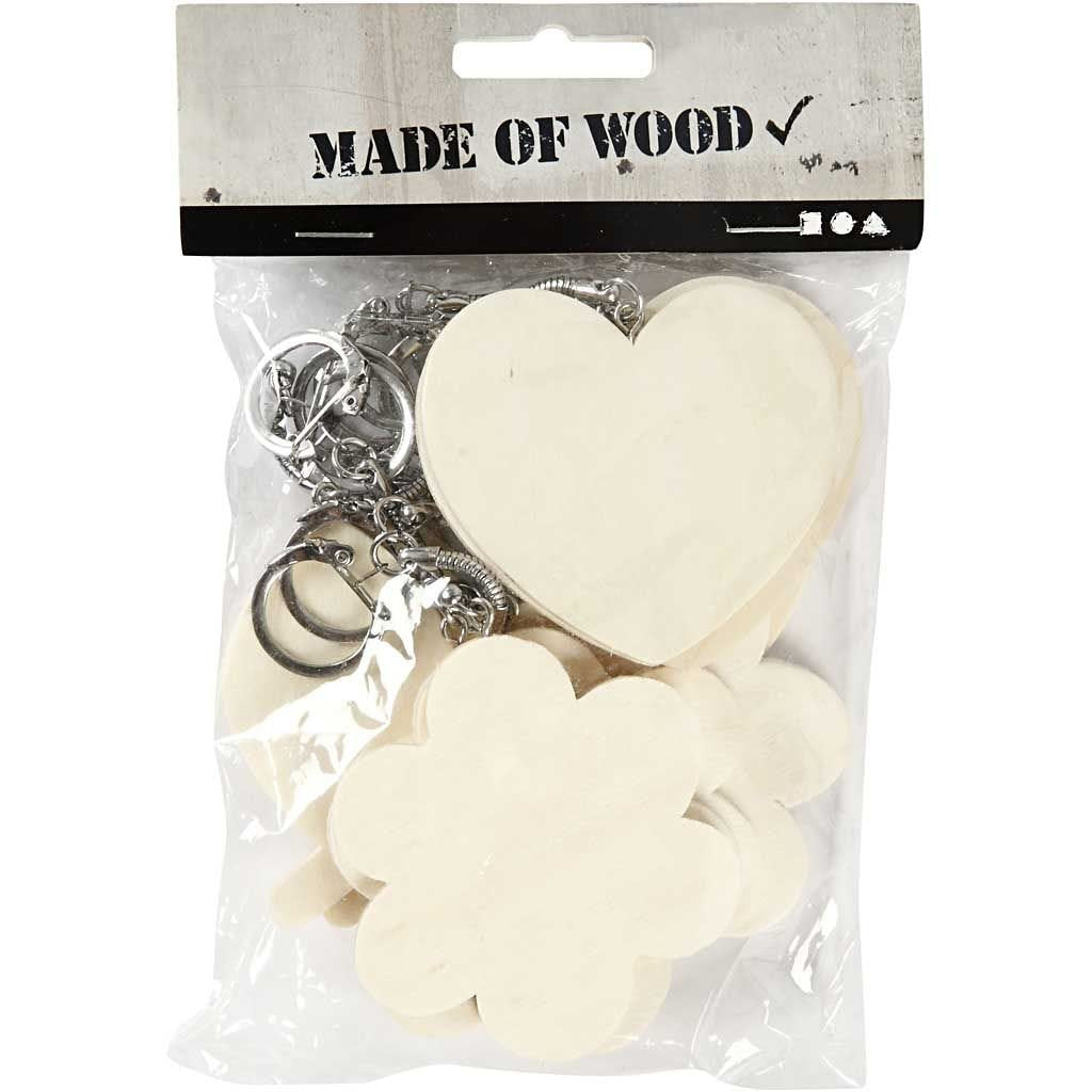 Creativ Company Schlüsselring – Holz/Metall, Braun, 6-7 cm, 12er-Pack