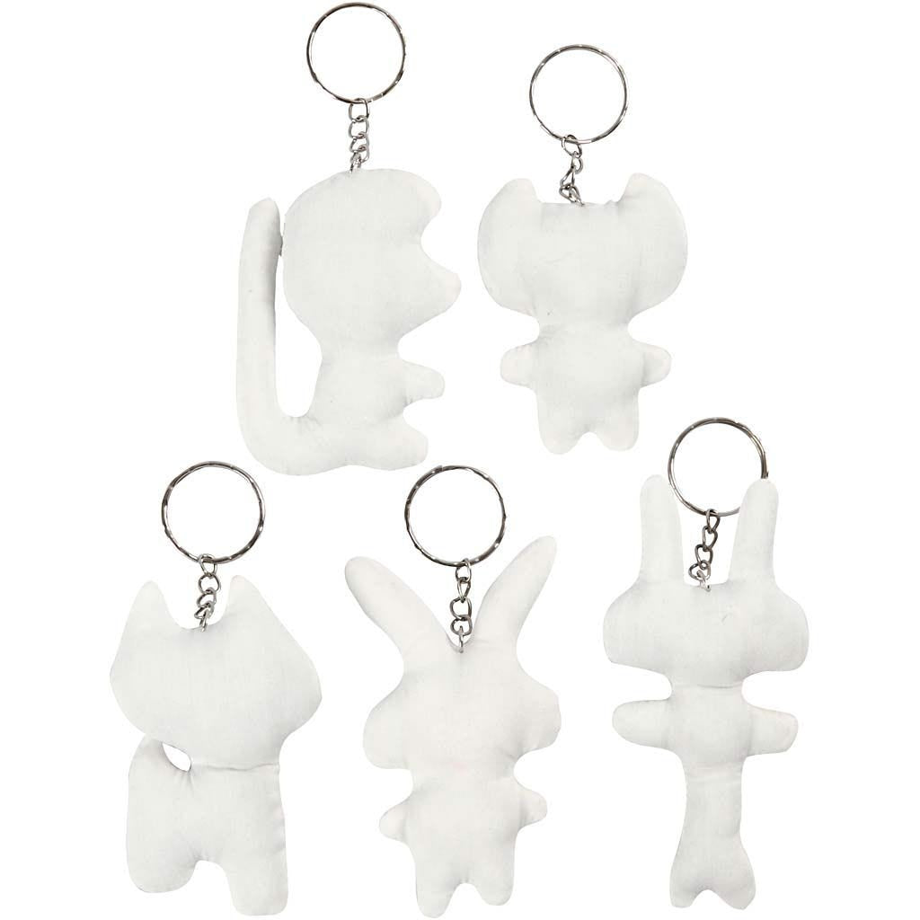 Creativ Company Schlüsselanhänger – Baumwolle, Weiss, 5er-Pack
