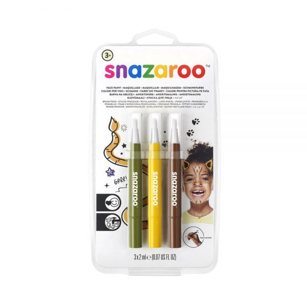 Snazaroo Dschungel – Pinselstift-Set, 3 Farben, 3er-Set