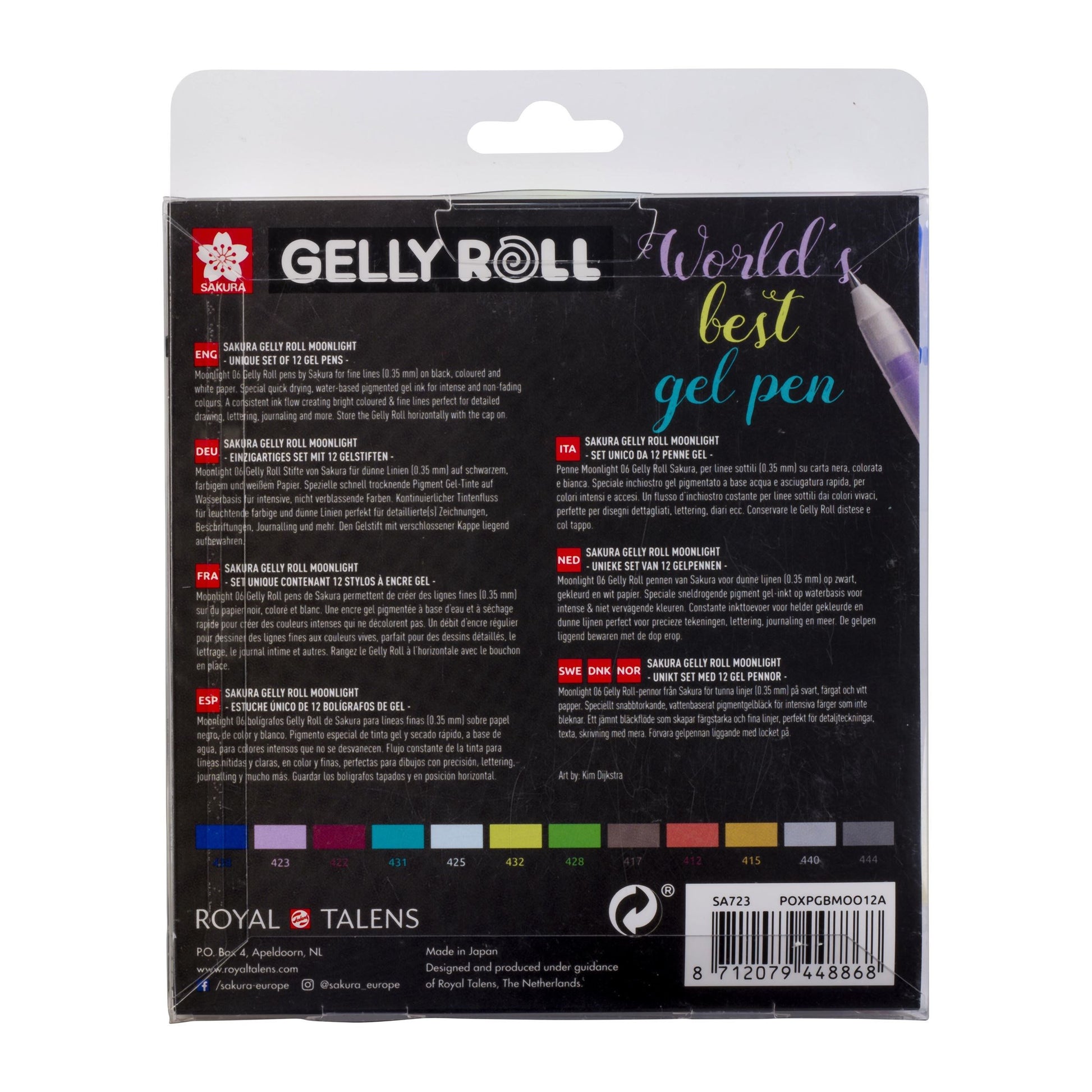 Sakura Gelly Roll Gelschreiber, Kappe – 6 Farben, Spitze 0,35 mm, wasserfest, 12er-Set