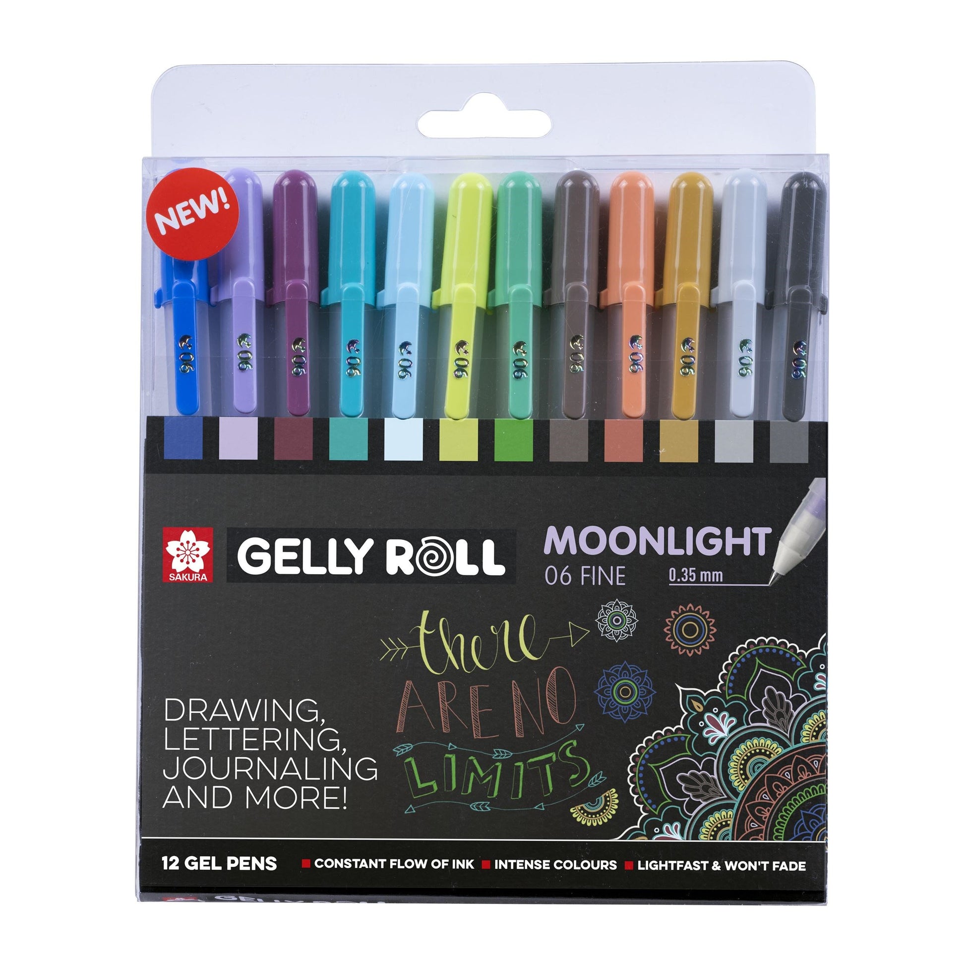 Sakura Gelly Roll Gelschreiber, Kappe – 6 Farben, Spitze 0,35 mm, wasserfest, 12er-Set