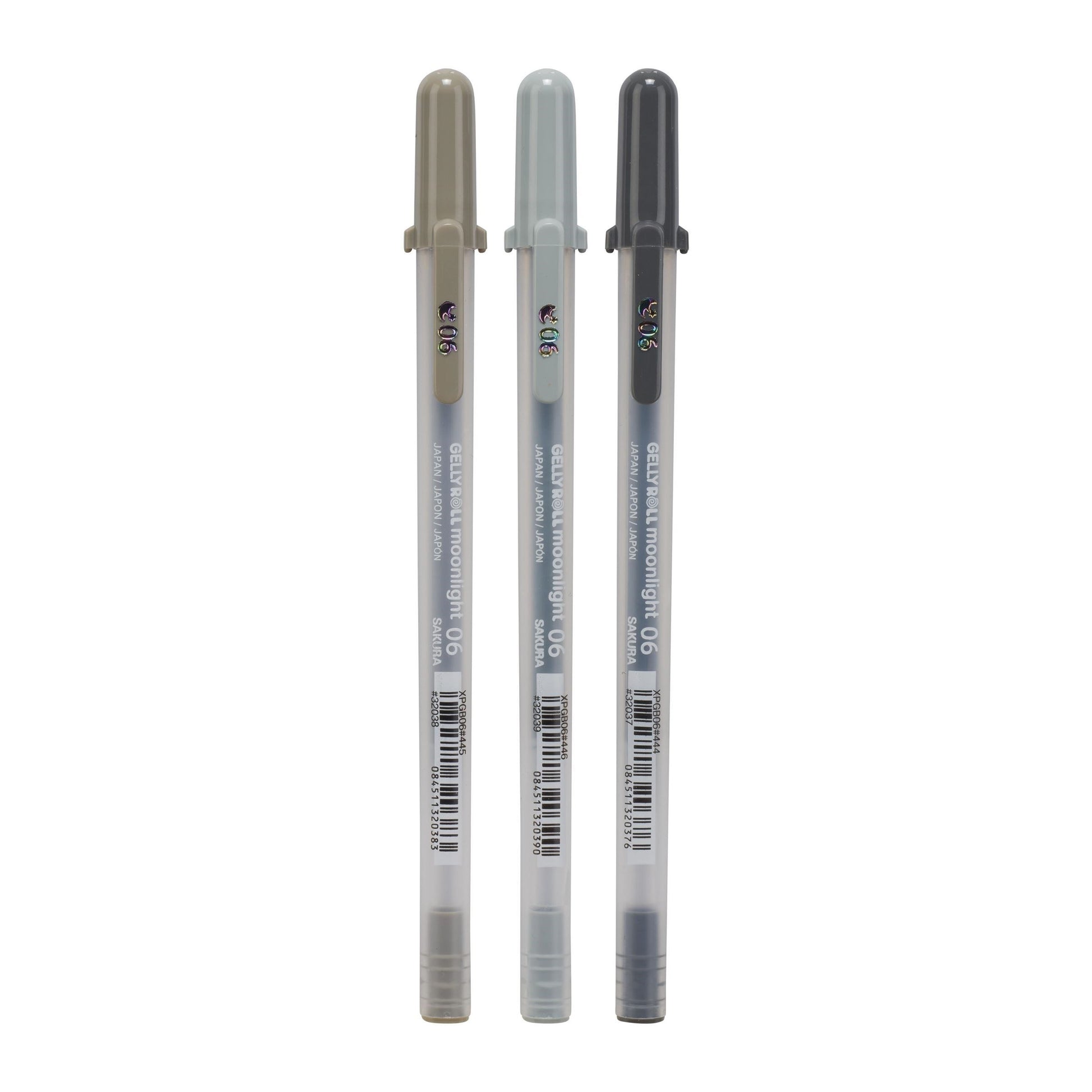 Sakura Gelly Roll Moonlight Gelschreiber, Kappe – Grau/Hellgrau, Spitze 0,35 mm, 3er-Set
