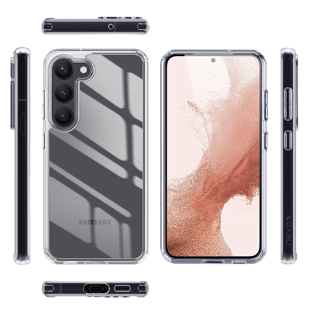 nevox Backcover – für Samsung Galaxy S24 Plus, Transparent, schmutzabweisend, tropfsicher, schockresistent