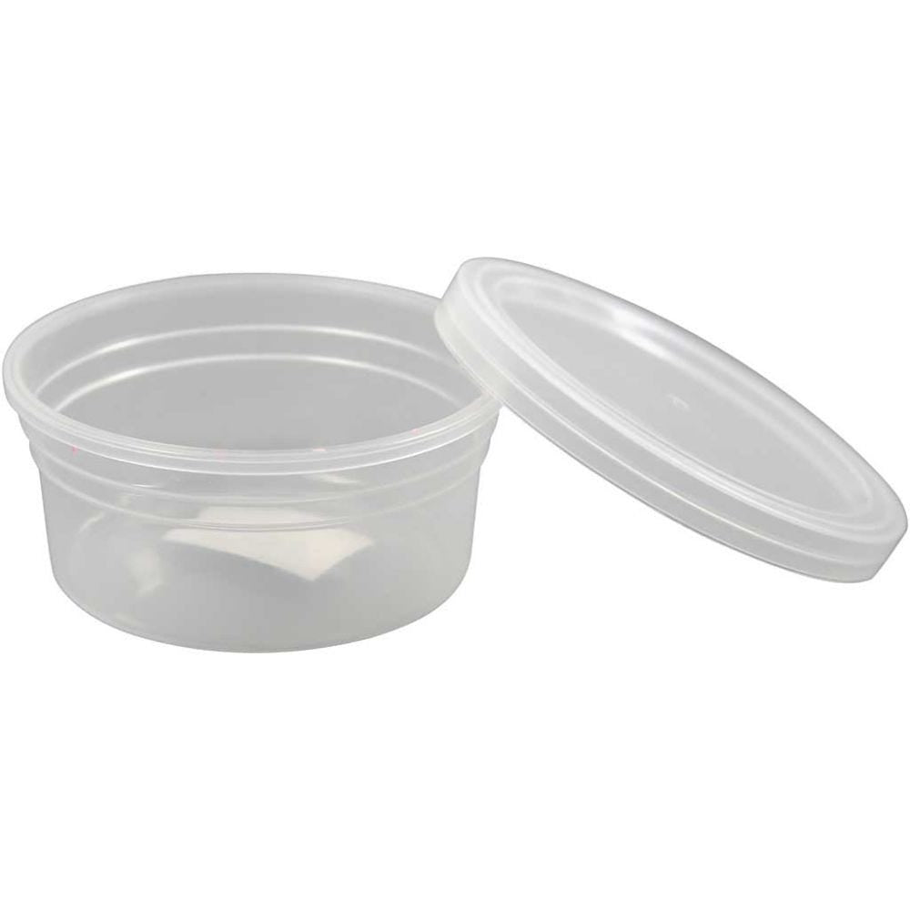 Creativ Company Dose – Ø 84 × 38 mm, 125 ml, Kunststoff, mit Deckel, transparent – 20 Stk.
