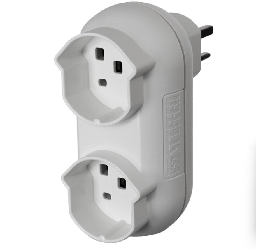 Steffen STRONG Mehrfachadapter T25 zu 2×T25 – 2× Fassungen, 16 A/7040 W, 0,12 m – Weiss