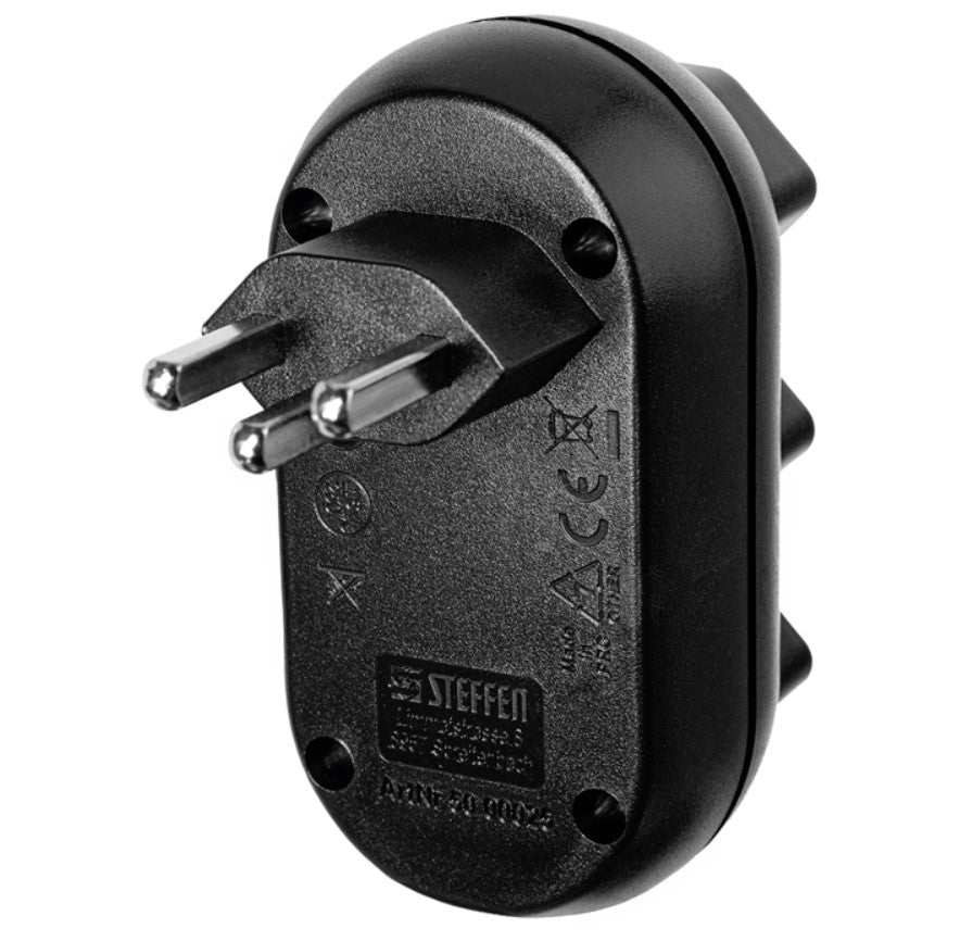 Steffen STRONG Steckdosenleiste, 3×T23, ohne Schalter, 0,1 m, Eingang T23 – schwarz