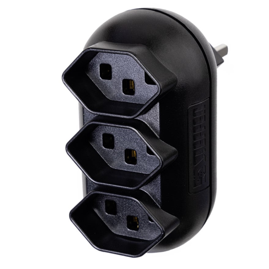 Steffen STRONG Steckdosenleiste, 3×T23, ohne Schalter, 0,1 m, Eingang T23 – schwarz