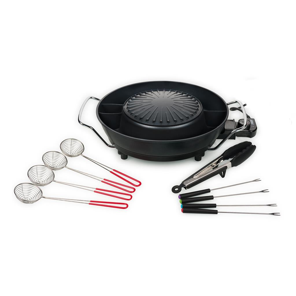 Tristar Fondue-Set PZ-9131 – Stahl, 3 l, 9 Personen, elektrisch – schwarz