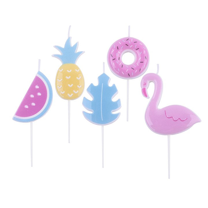 PME Geburtstagskerzen Flamingo – mehrfarbig – 3 × 5 cm – 5 Stk