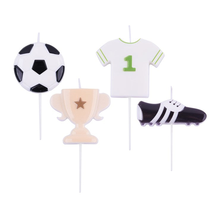 PME Geburtstagskerzen Fussball – mehrfarbig – 30 × 50 mm – Wachs – 4 Stk