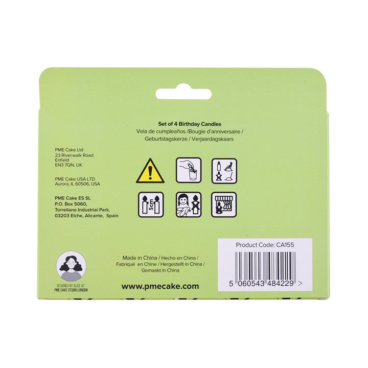 PME Geburtstagskerzen Fussball – mehrfarbig – 30 × 50 mm – Wachs – 4 Stk