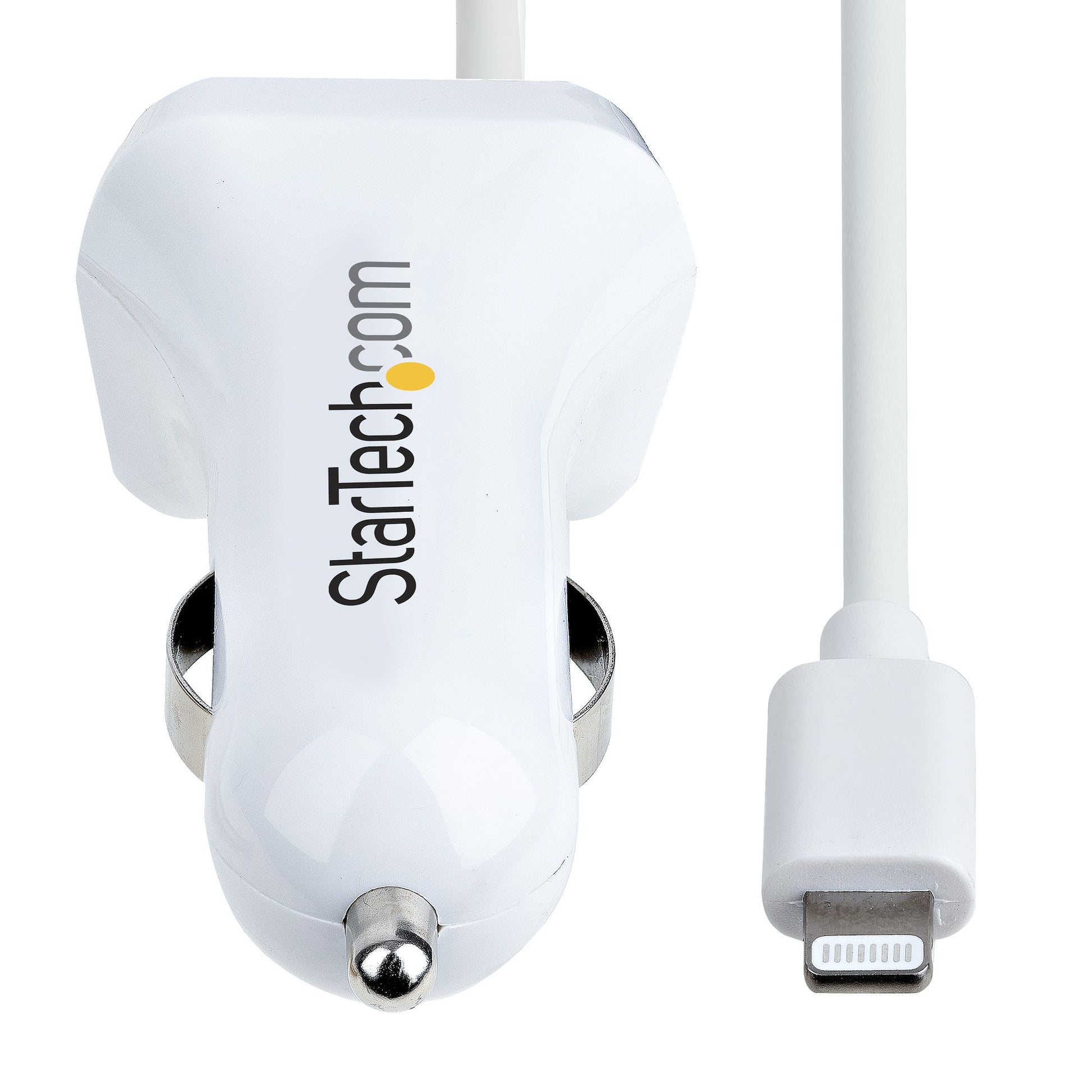 StarTech.com Lightning Auto-Ladegerät 2 Ports – Auto-Ladegerät – 12 W, 1× USB‑A + Lightning, 1 m Kabel – Weiss