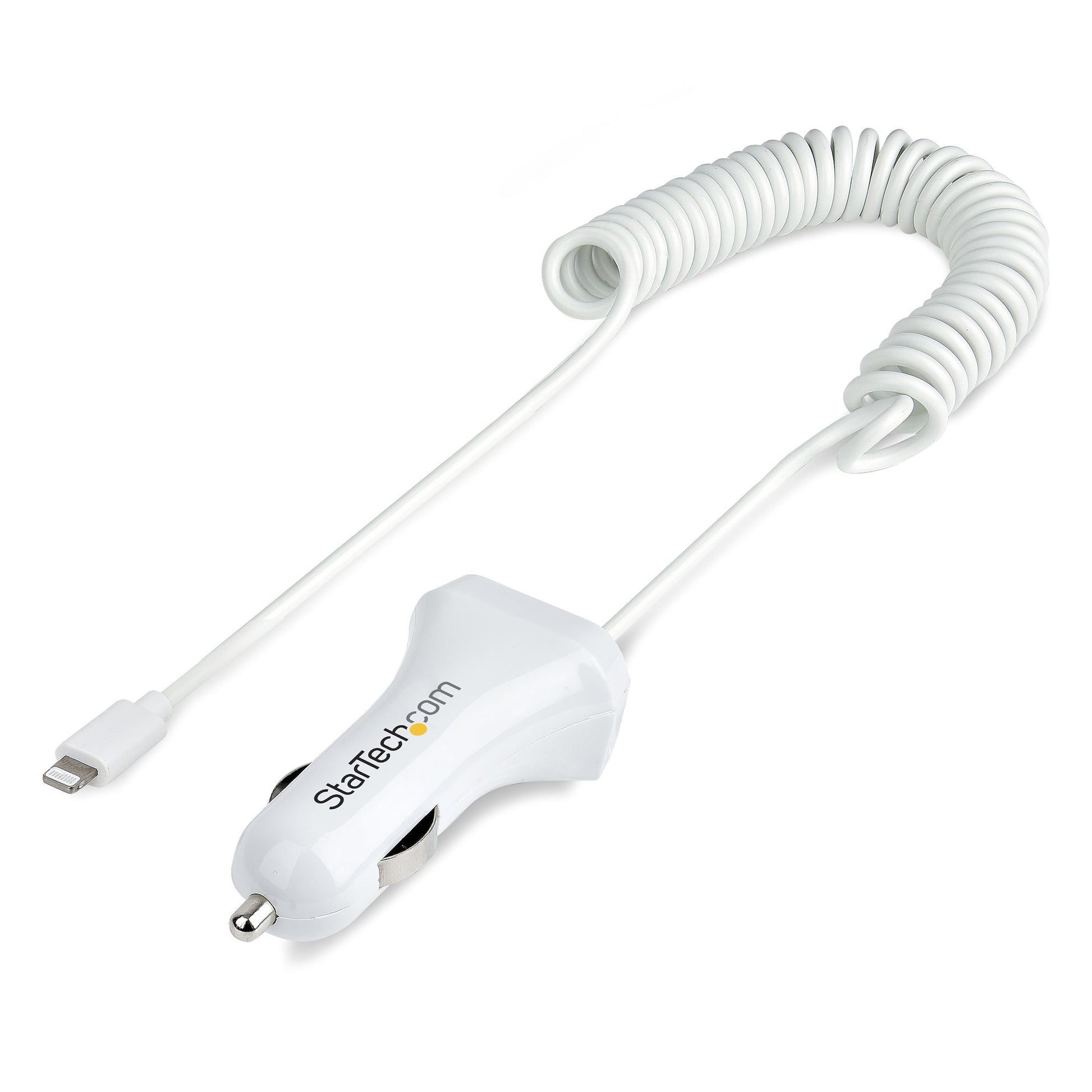 StarTech.com Lightning Auto-Ladegerät 2 Ports – Auto-Ladegerät – 12 W, 1× USB‑A + Lightning, 1 m Kabel – Weiss