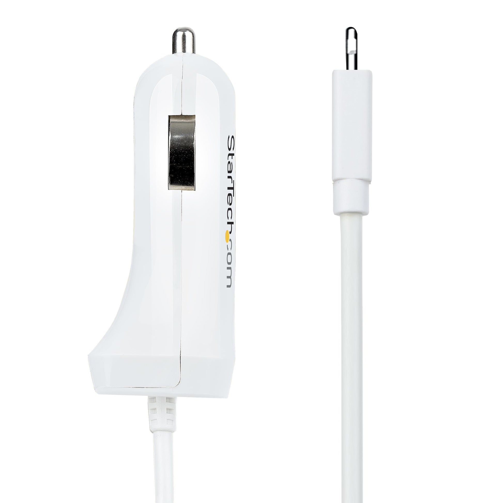 StarTech.com Lightning Auto-Ladegerät 2 Ports – Auto-Ladegerät – 12 W, 1× USB‑A + Lightning, 1 m Kabel – Weiss