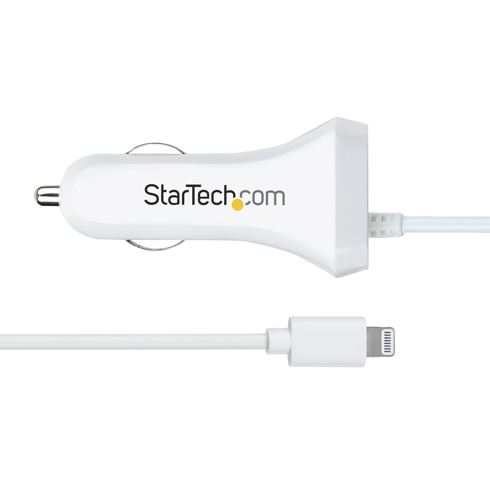 StarTech.com Lightning Auto-Ladegerät 2 Ports – Auto-Ladegerät – 12 W, 1× USB‑A + Lightning, 1 m Kabel – Weiss