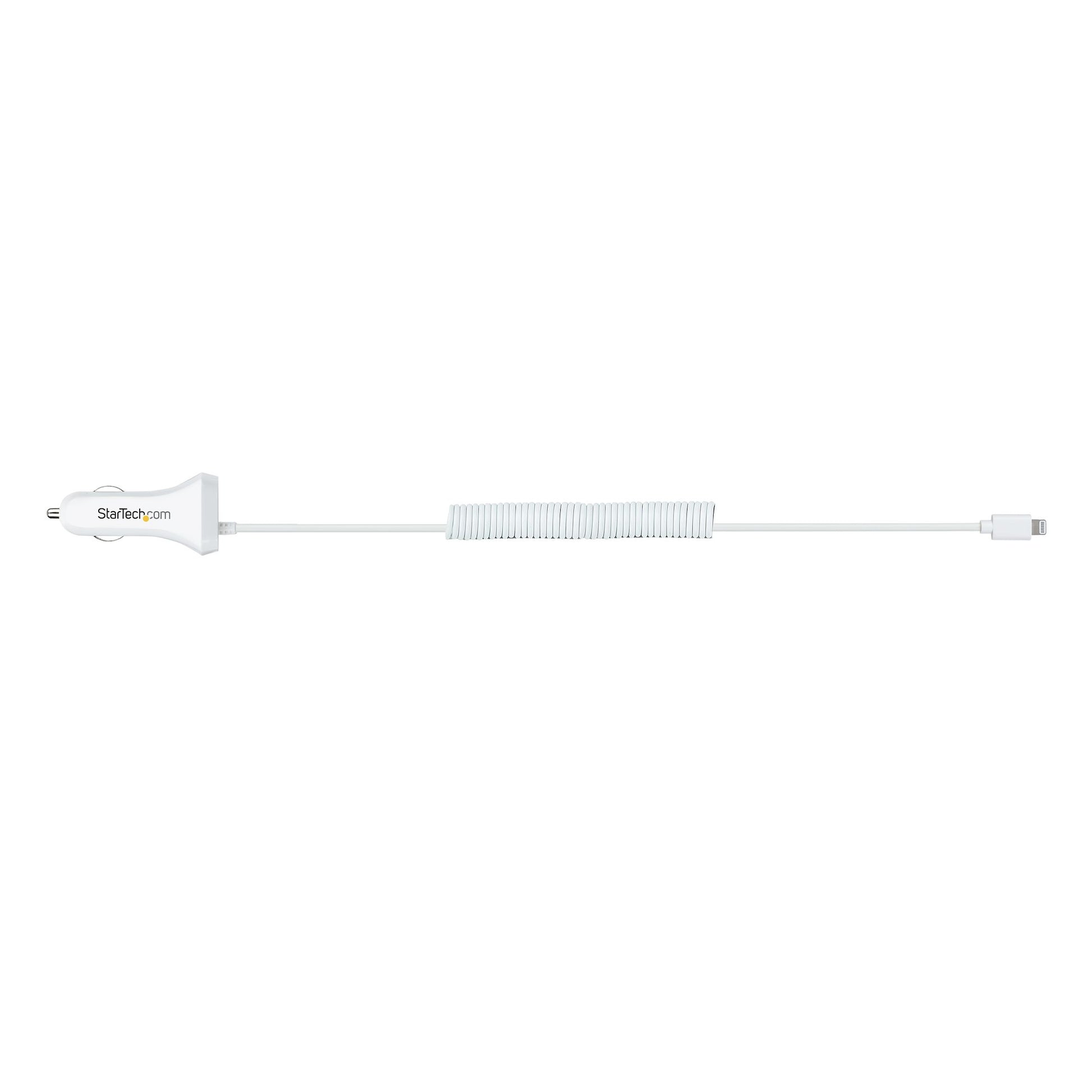 StarTech.com Lightning Auto-Ladegerät 2 Ports – Auto-Ladegerät – 12 W, 1× USB‑A + Lightning, 1 m Kabel – Weiss