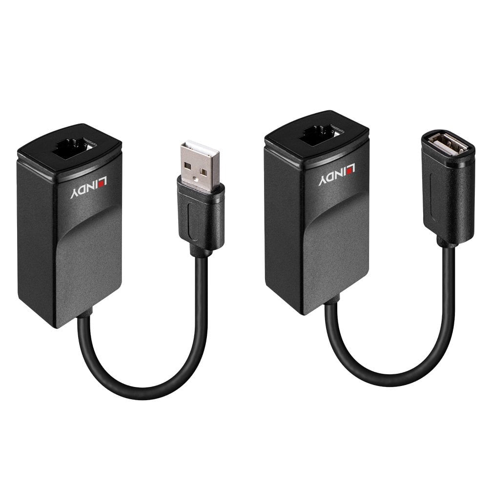 Lindy 43365 USB 1.1 Extender – USB zu USB über Cat6, bis 60 m, 12 Mbit/s – Schwarz