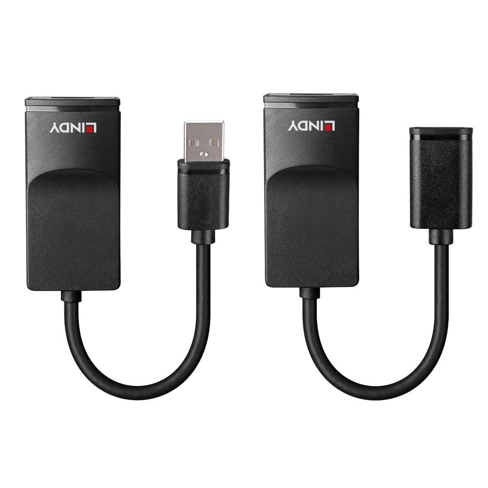 Lindy 43365 USB 1.1 Extender – USB zu USB über Cat6, bis 60 m, 12 Mbit/s – Schwarz