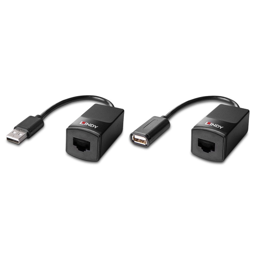 Lindy 43365 USB 1.1 Extender – USB zu USB über Cat6, bis 60 m, 12 Mbit/s – Schwarz
