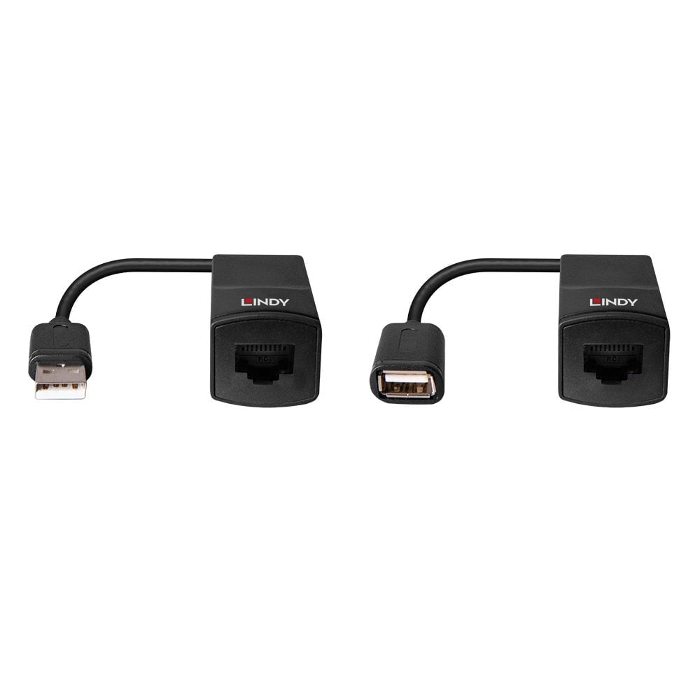 Lindy 43365 USB 1.1 Extender – USB zu USB über Cat6, bis 60 m, 12 Mbit/s – Schwarz
