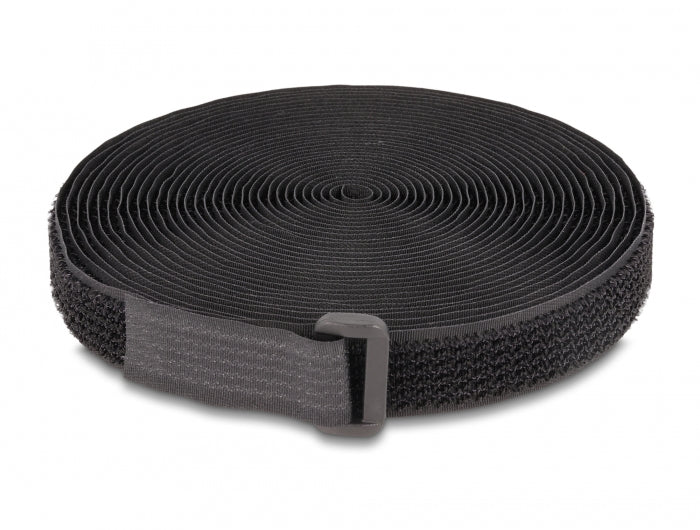 DeLOCK Klettband, 20 mm × 3 m, wiederverwendbar – schwarz