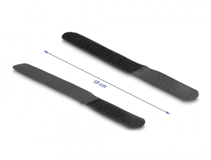 DeLOCK Klettkabelbinder, 20 mm × 0,18 m, schwarz, 10 Stück