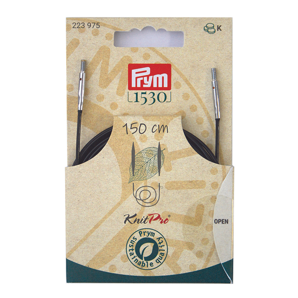 Prym Seil Schwarz – 150 cm, Metall/Kunststoff, 1 Stk., für Rundstricknadeln