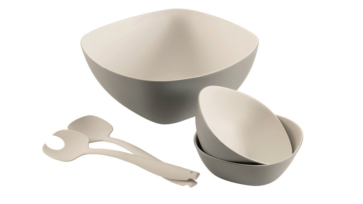 Outwell Salatschüsseln – 3er Set, Kunststoff (PP), Grau/Sand, spülmaschinenfest, mikrowellengeeignet