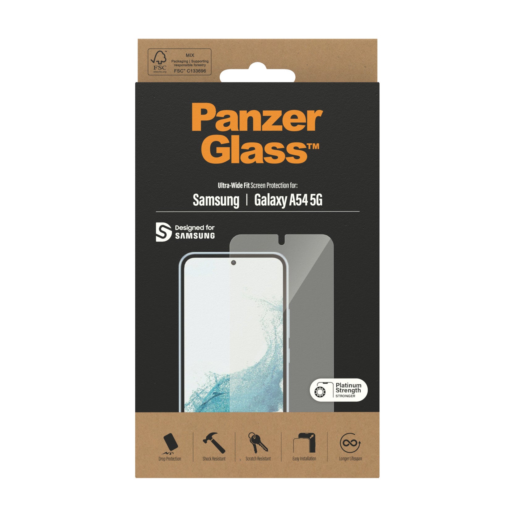 PanzerGlass Displayschutzglas – für Samsung Galaxy A54 5G, Hartglas, Transparent