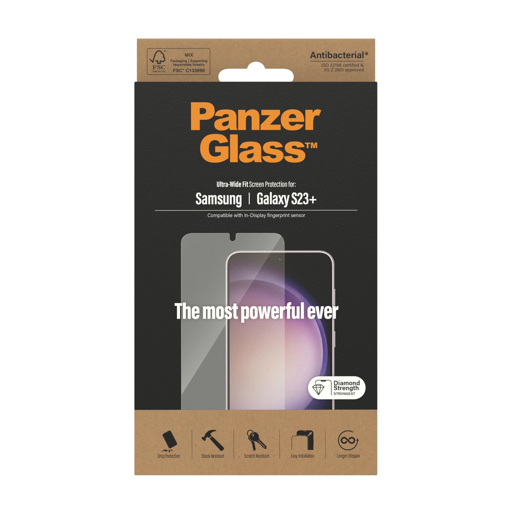 PanzerGlass Displayschutz (Panzerglas), Ultra-Wide Fit – für Galaxy S23+