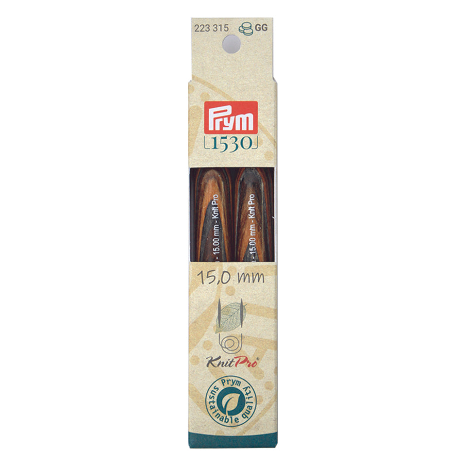 Prym Natürliche Stricknadelspitzen Mehrfarbig – 15 mm, 12,8 cm, Holz, 2 Stk.