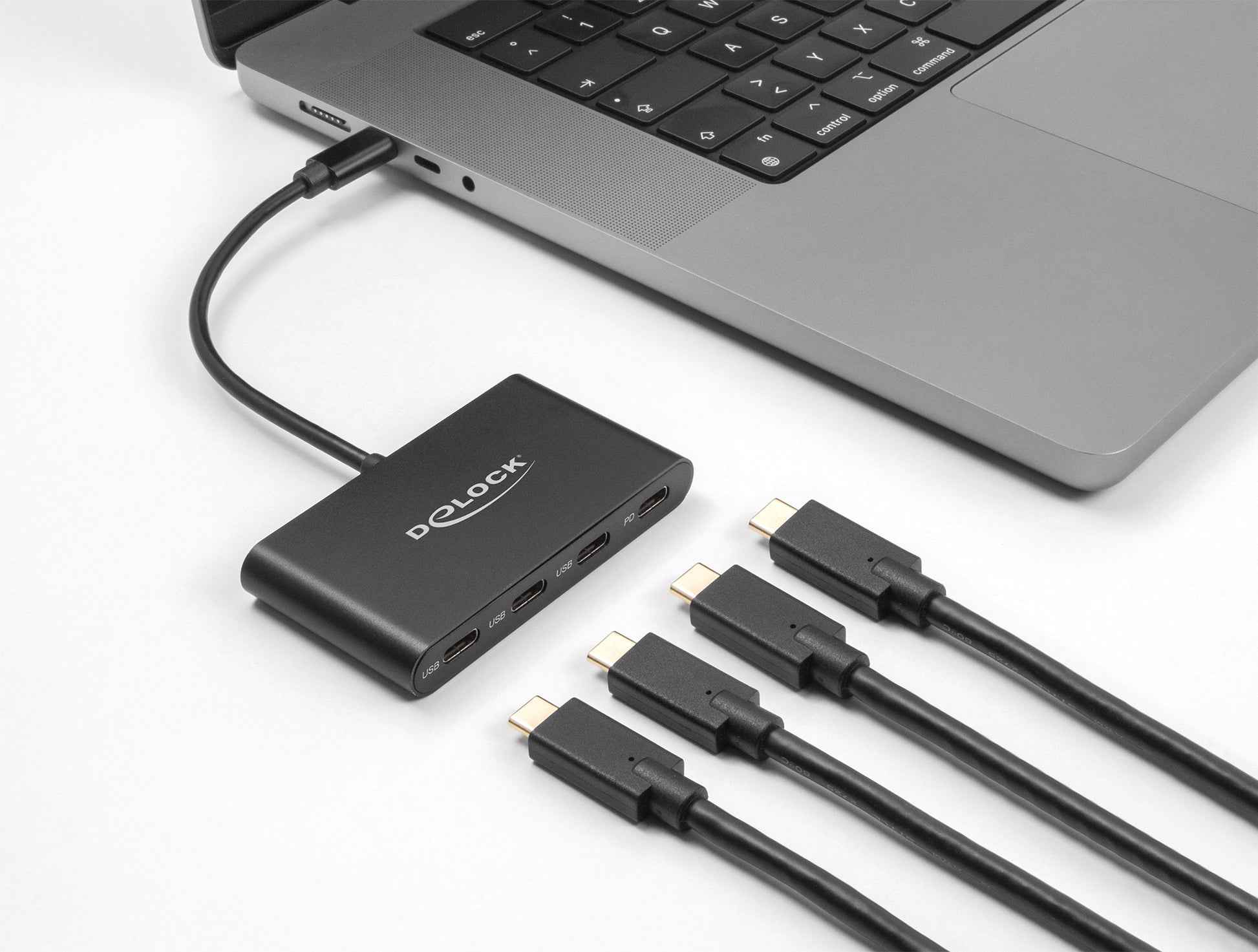DeLOCK USB-Hub – USB-C, 4× USB-C, 100 W PD, für Windows/Mac/Linux
