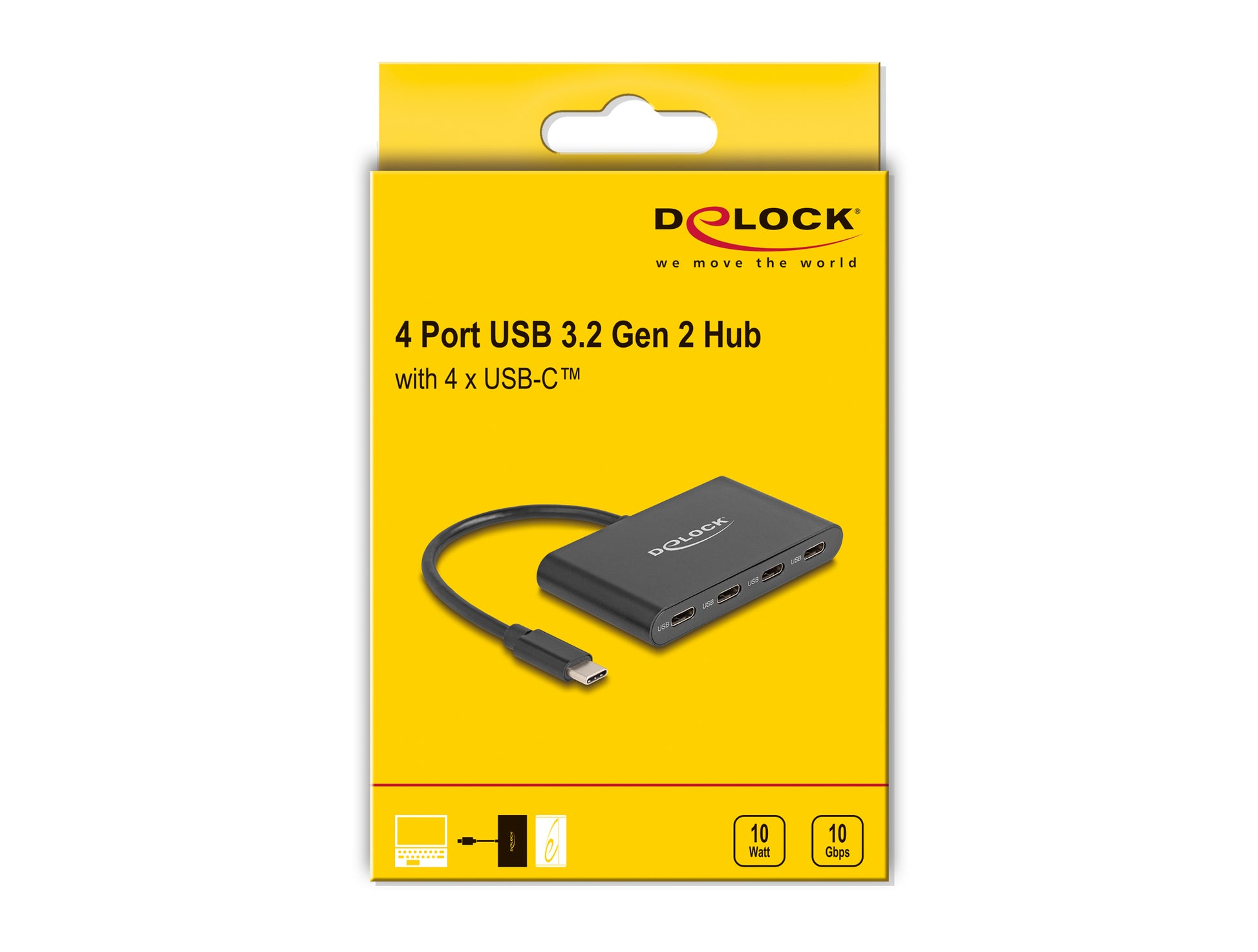DeLOCK USB-Hub – 4× USB-C, 10 Gbit/s, für Windows/Mac/Linux