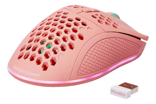 Deltaco Gaming GAM-120-P – Gaming-Maus – Kabellos (Bluetooth/2,4 GHz), 4800 DPI, Rechts, Pink