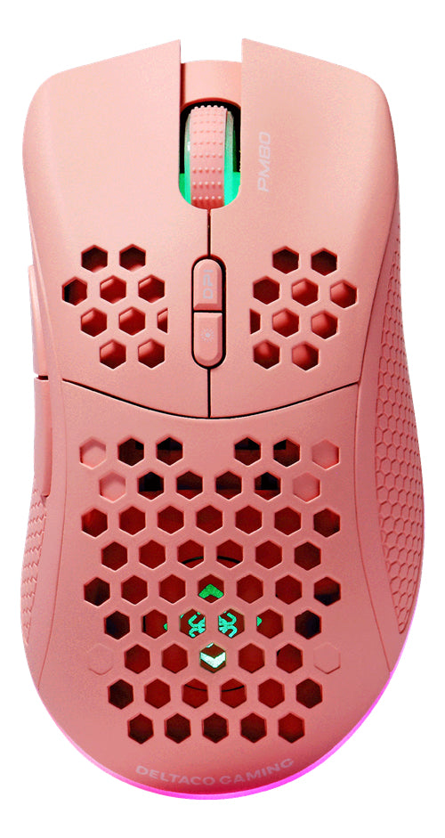 Deltaco Gaming GAM-120-P – Gaming-Maus – Kabellos (Bluetooth/2,4 GHz), 4800 DPI, Rechts, Pink